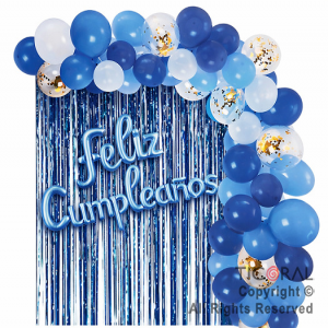 SET DE GLOBOS ARCO XL FELIZ CUMPLEA�OS TONOS AZUL GY 70 UNIDADES